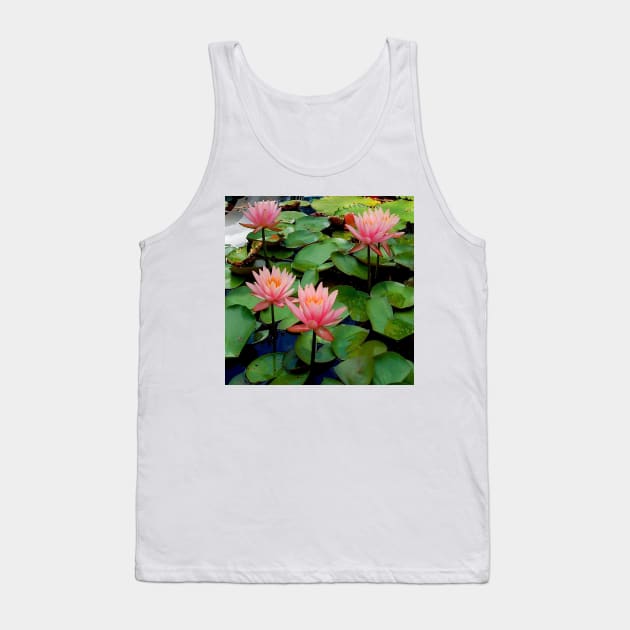 Lily Pad Harmony - Pink Water Lily Passion Tank Top by Star58